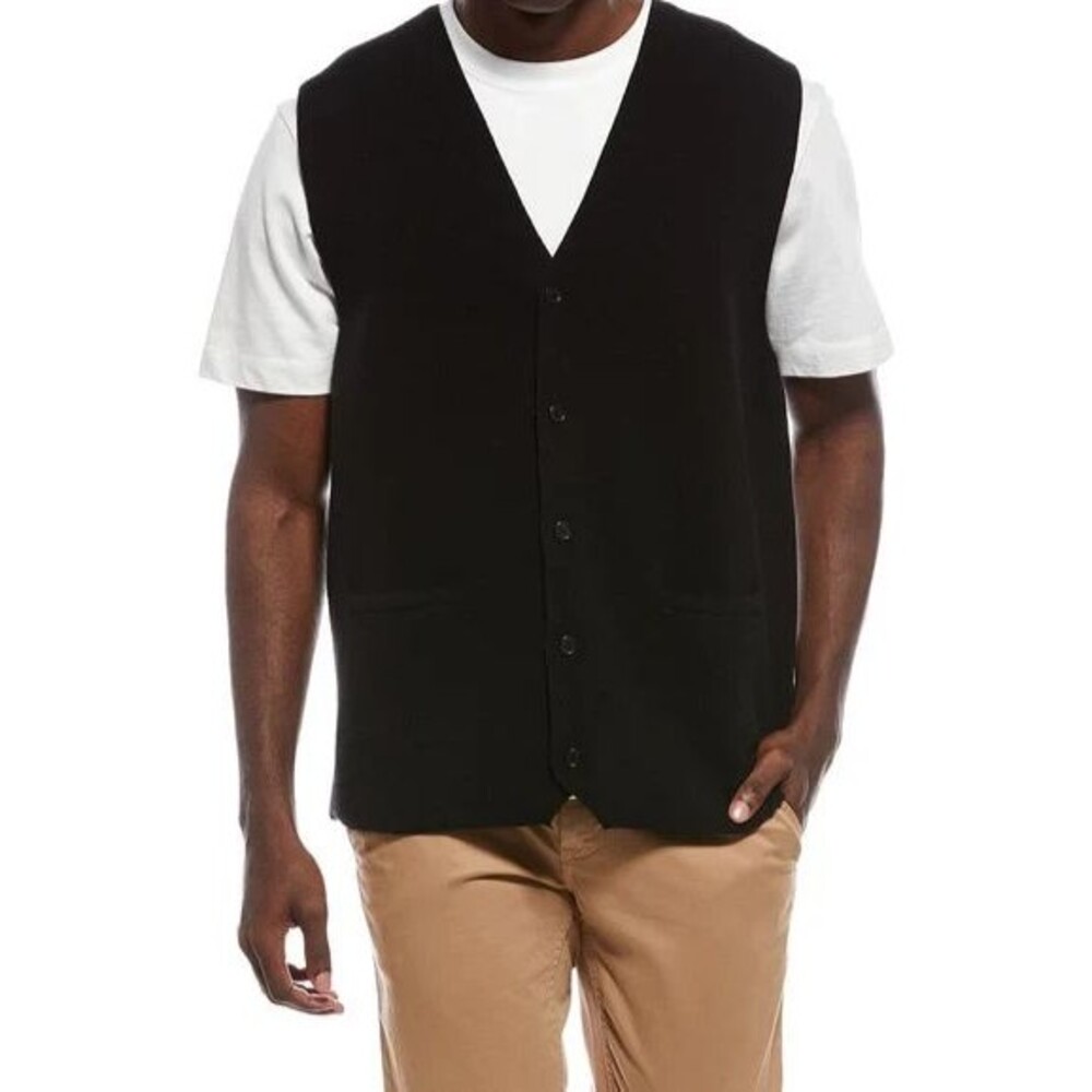 Simkhai Sweater Mens XXL Black Button Up Vest Sleeveless Wool Cashmere $375